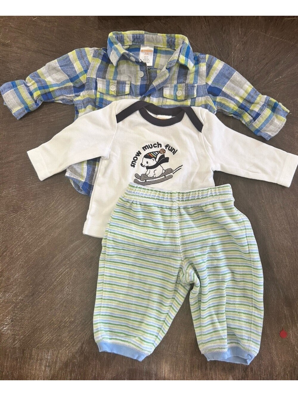 Gymboree 3-6 Months Boys Clothing Lot Polar Bear plaid Blue Green Plaid Stripes